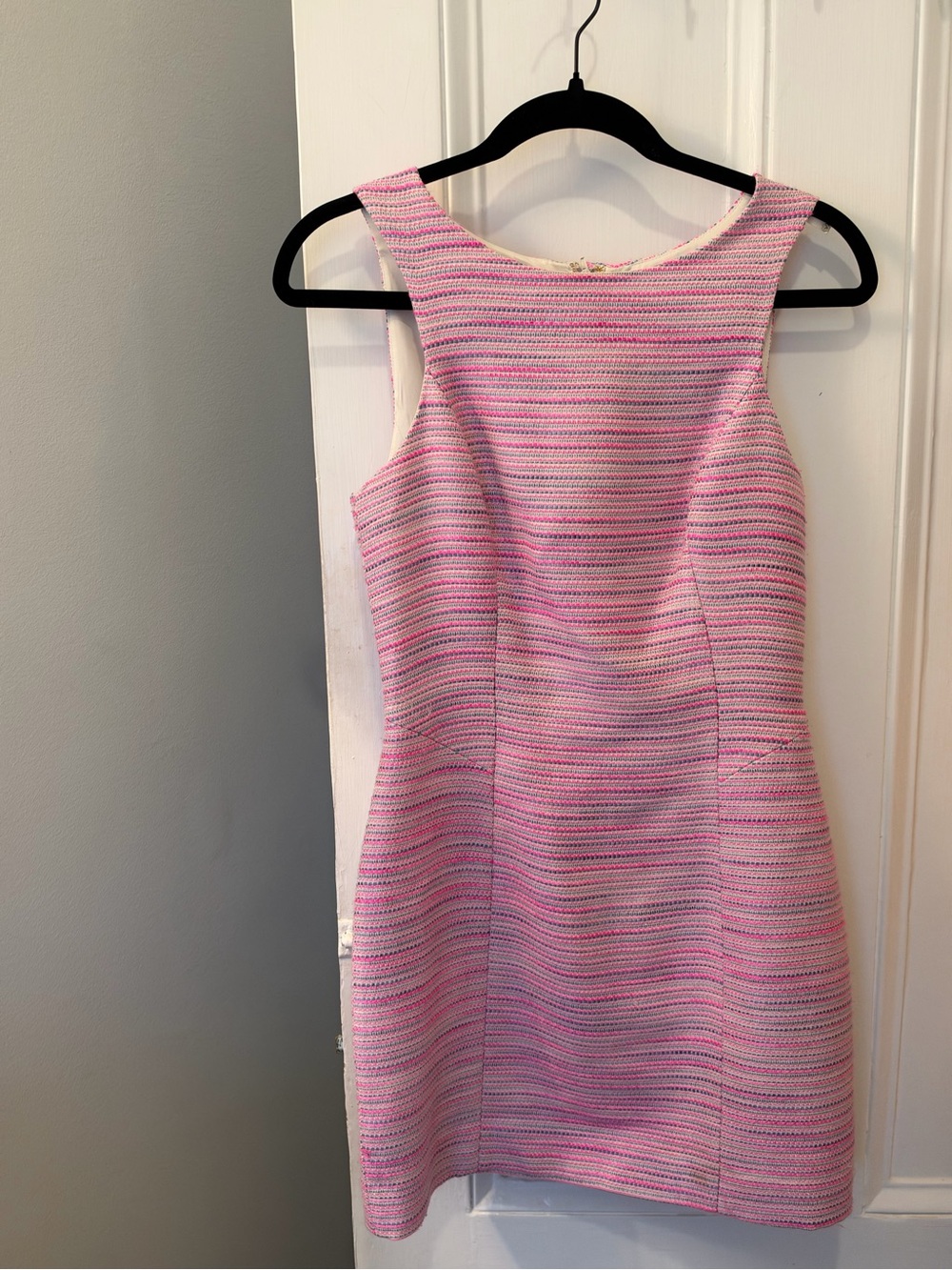 Lilly Pulitzer Pink Purple Gold Striped Tweed Sleeveless Mini Dress Size 0